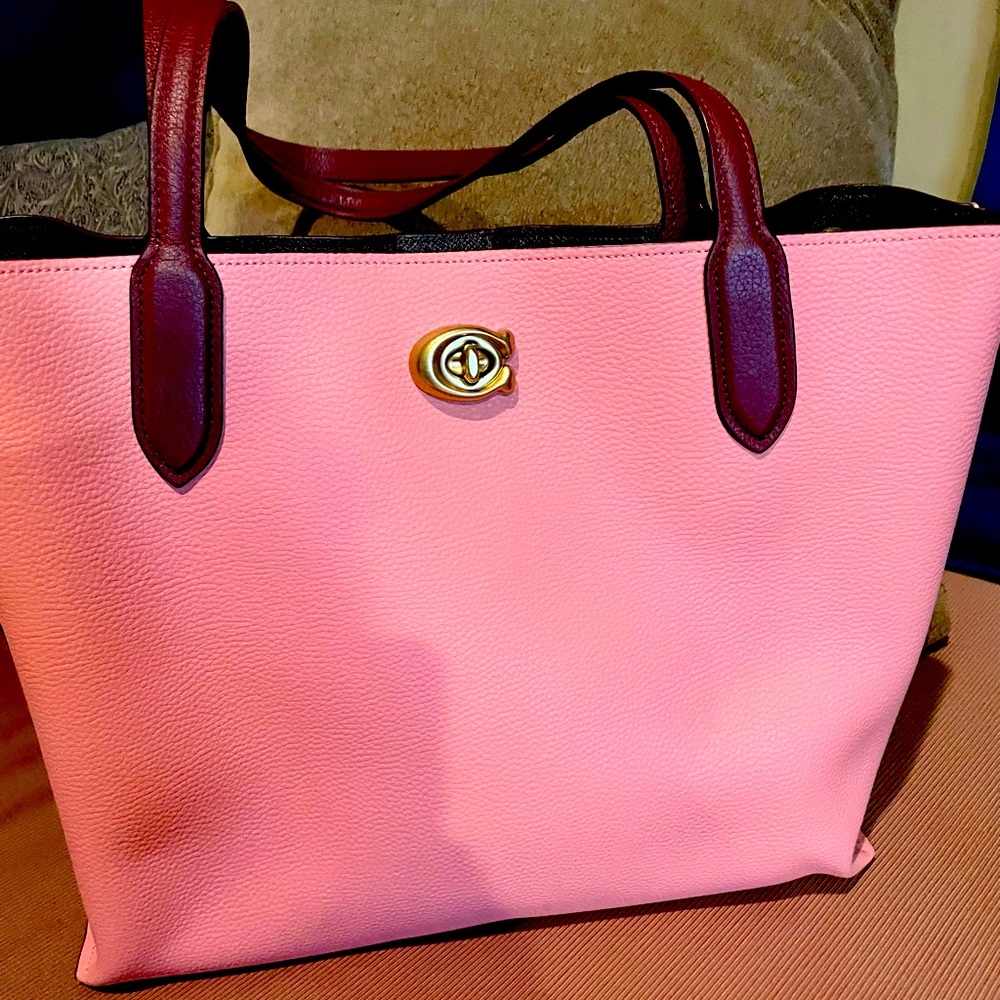 Large pink Coach tote
